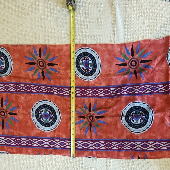 Gorgeous Orange Blue Aztec Beachy Fringed Scarf Wrap - Picture 6 of 7